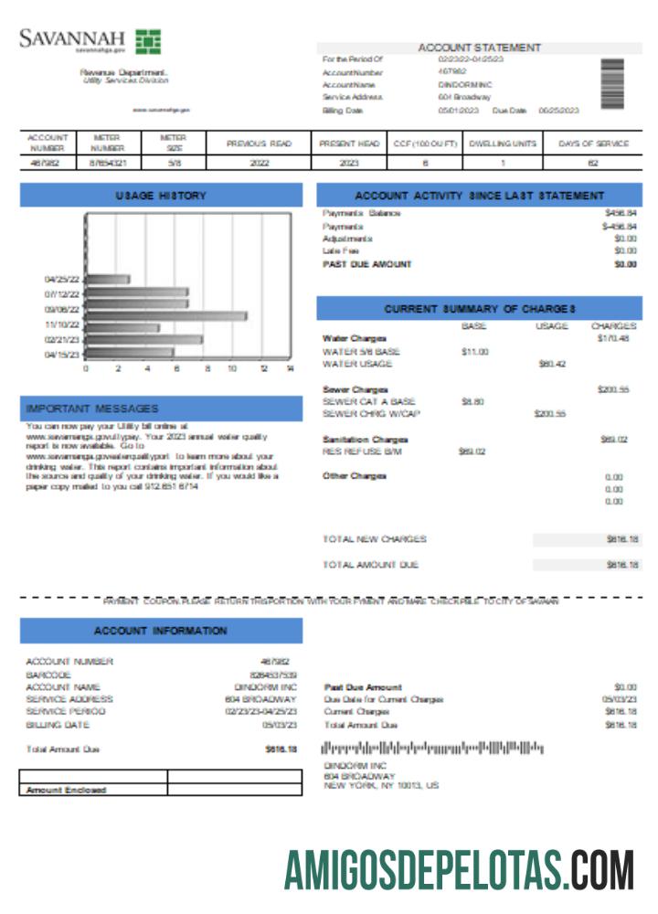 Projeto de lei de serviços públicos da cidade de Savannah, SCR modelo